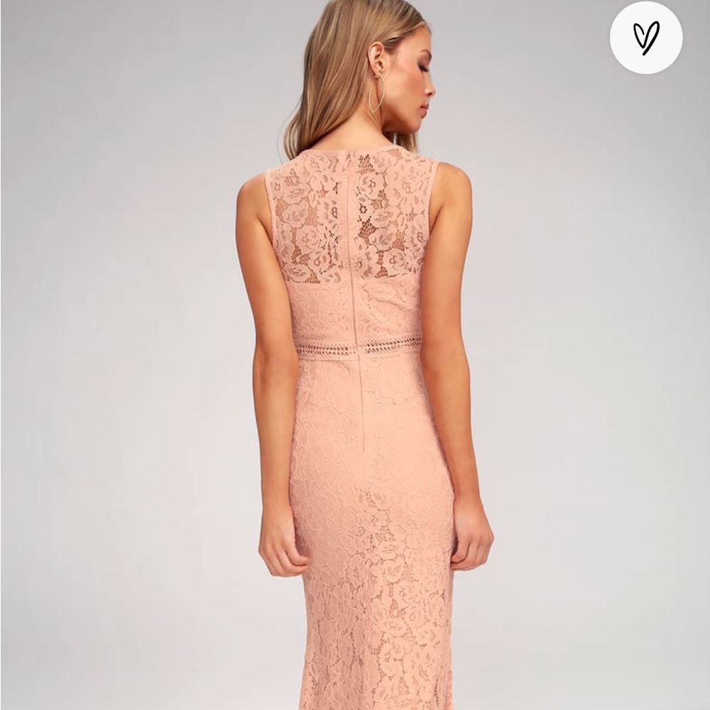 NWT Lulu’s Music of the Heart Blush Pink Lace Sweetheart Sleeveless Maxi Dress
